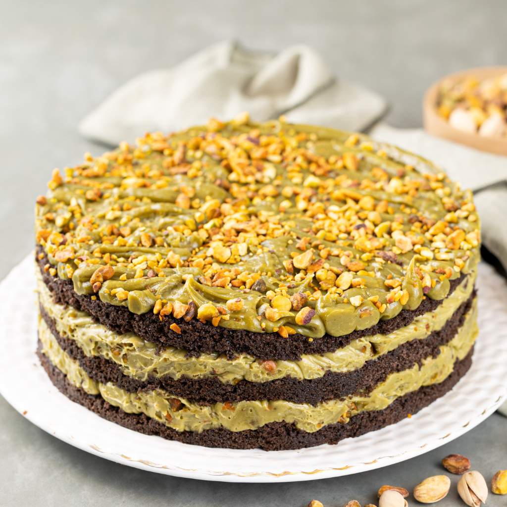 Torta de brownie e pistache